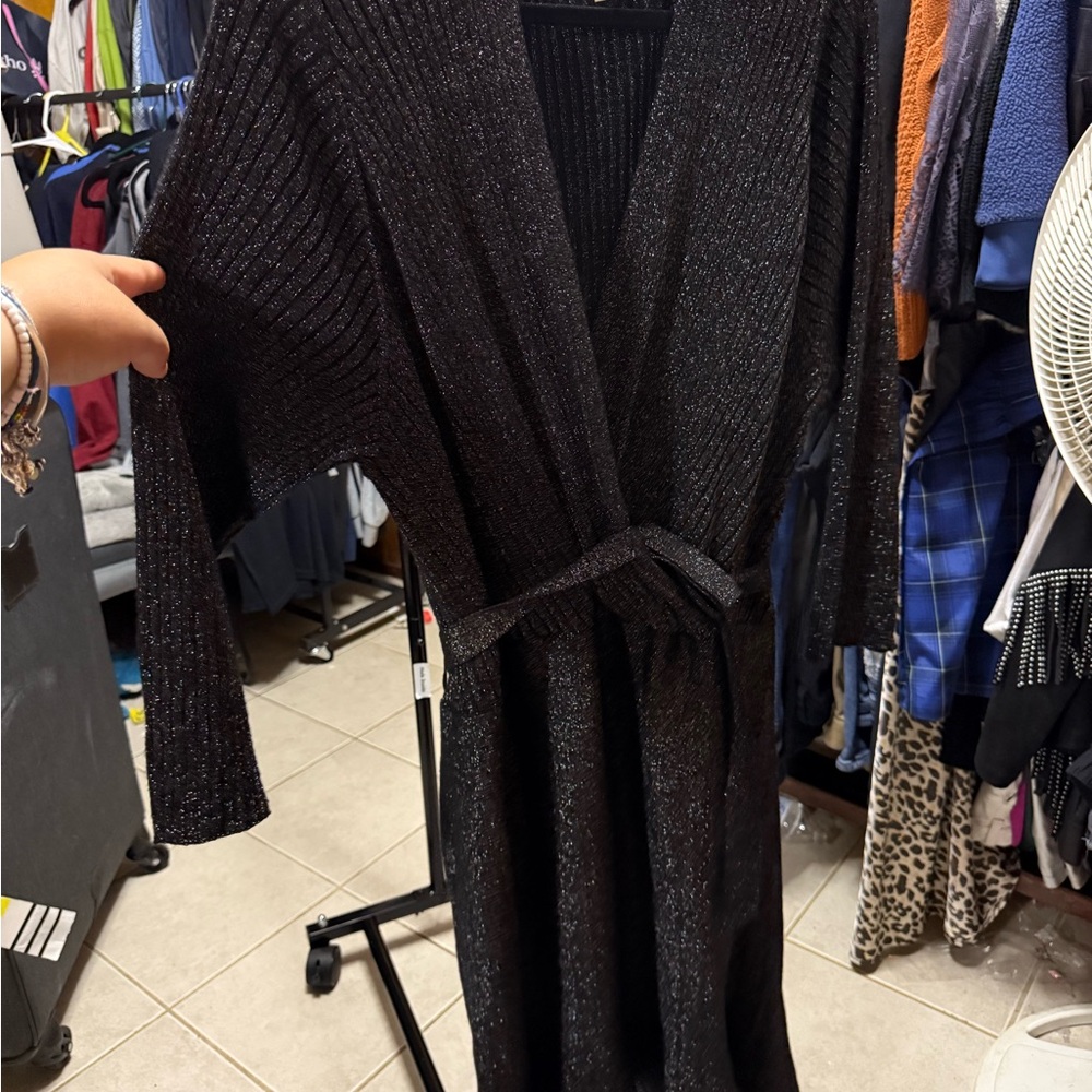 Black Shimmer Knit Dress